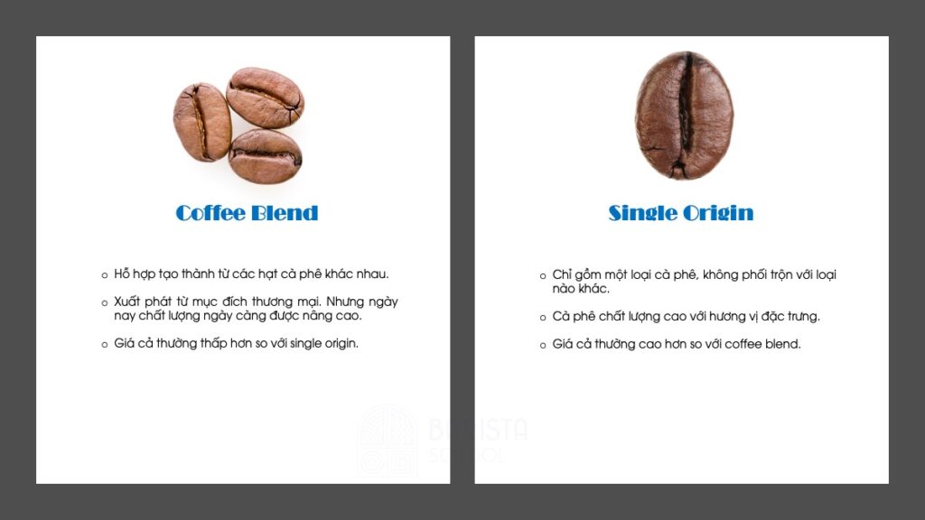 định nghĩa single origin vs coffee blend